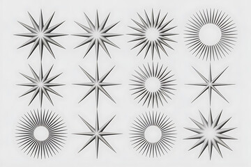 Stylized starburst patterns radiate outward, creating a dynamic and symmetrical visual arrangement.