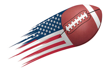 American football merges with a dynamic, stylized flag, showcasing national pride and athleticism.