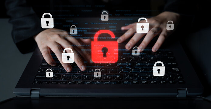 Digital security concept illustrating a cybersecurity breach, with a red unlocked padlock indicating data exposure among secure systems, emphasizing system vulnerability and risk Latch