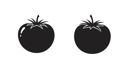 Simple black and white illustration of two ripe tomatoes side by side