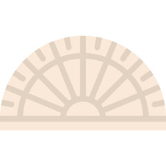 Beige Semicircle Protractor with Measurement Markings Isolated on Transparent Background