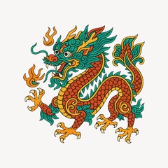 Vibrant mythical dragon illustration