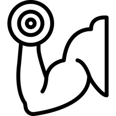 Bicep Muscle Flexing With Dumbbell Icon Silhouette Showing Strength Training And Weightlifting On Transparent Background Vector Illustration