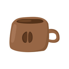 Brown coffee cup with coffee bean