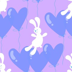 Birthday party seamless rabbit pattern for wrapping paper and fabrics and linens and kids clothes print