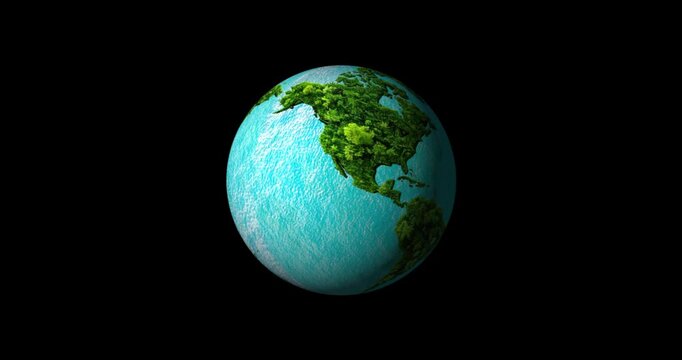 Green World Map Animation with Trees and Grass for Earth Day