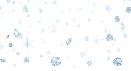 Falling snowflakes in a soft light blue hue, evoking a sense of winter wonderland and tranquility, isolated on transparent background