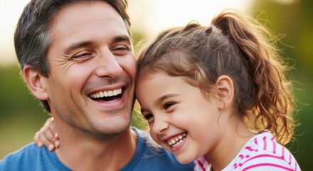 Genuine Joy: Father and Daughter's Contagious Laughter in Golden Hour Light