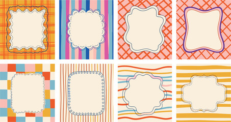 Collection of Colorful Vintage Style Frames with Decorative Borders