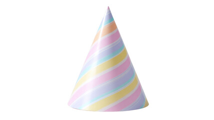Pastel Striped Party Hat on white background