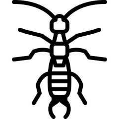 Black Outline Insect Top View Vector Graphic On Transparent Background With Antennae And Pincers