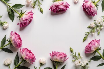 Pink Peonies And White Florals Frame A Fresh Spring Border Arrangement