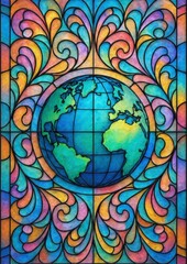 Colorful stained glass globe