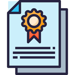 A Light Blue Document Featuring A Golden Seal With A Red Ribbon On Top Of A Stack Of Documents Isolated On A Transparent Background With A Subtle Highlight Effect