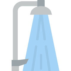A gray shower head with water spraying from it on a transparent background representing hygiene and cleanliness