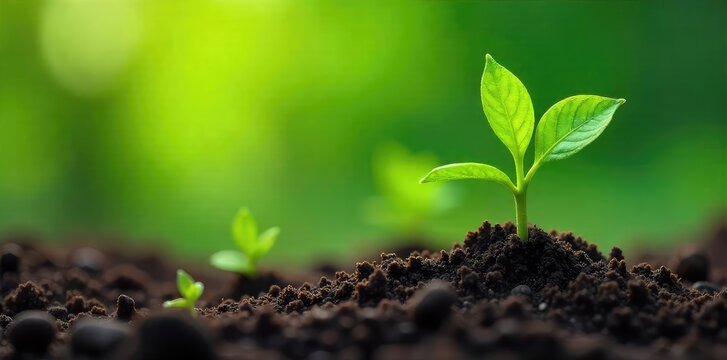 Vibrant green spiraling spring shoots emerge from the earth, unfurling in a breathtaking display of new life and growth, symbolizing renewal and the power of nature , ascending, curl