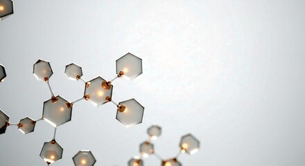 Blockchain Technology Background: Abstract Molecular Hexagon Grid Structure Concept