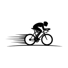 Fototapeta premium Cycling vector art of cyclist rides fast on a road bike