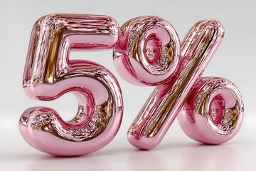 Glossy pink 3D fullwidth percent sign on white background
