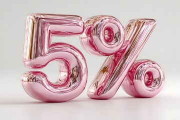 Glossy pink 3D fullwidth percent sign on white background