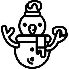 Charming Snowman Icon with Scarf and Carrot Nose on Transparent Background Representing Winter Holidays and Festive Season