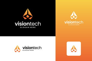 Abstract letter A and eyeball logo design template.