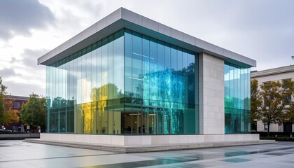 Obraz premium Data-Infused Civic Center with Transparent Budget Visualization Facade