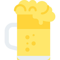A Tall Glass Mug Filled With Yellow Beer And Frothy Foam Overflowing On A Transparent Background
