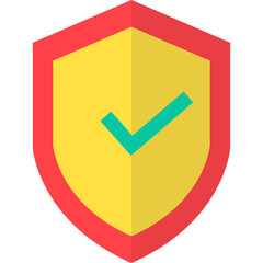 A Yellow Shield Icon With A Teal Check Mark Symbol In The Center On A Transparent Background A Representation Of Security And Protection