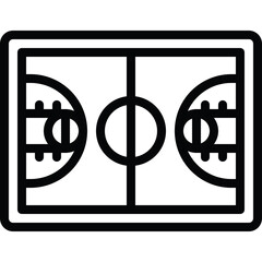 Abstract Basketball Court Icon With Center Circle and Free Throw Lines On A Transparent Background With Black Outline