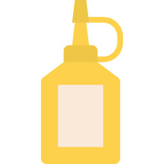 A Yellow Squeeze Bottle With A White Label And Red Cap On A Transparent Background In A Simple Flat Design Style
