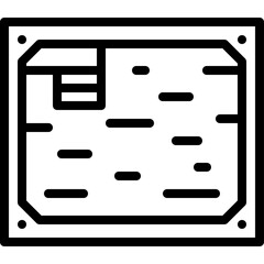 Abstract Black And White Line Art Representation Of A Circuit Board With Rectangular Components And Connecting Lines On A Transparent Background