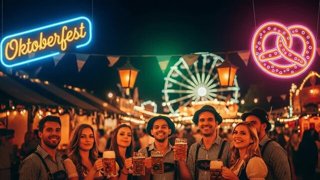People Celebrating with Drinks at Night Festival Event
