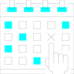Abstract Digital Calendar Grid With Cyan Squares And Black Lines On A White Background Representing Dates And Planning For Organization And Scheduling