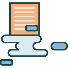 Abstract Digital Document Expansion Concept with Floating Elements and Orange Paper Detail Against a Clean White Backdrop