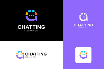 Modern chat talk logo design vector template.