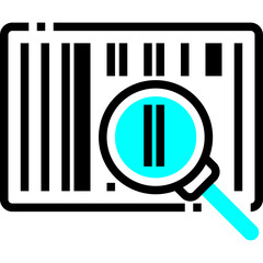 Barcode Scan Icon Magnifying Glass Focus On Black And White Lines Digital Product Identification Symbol On Transparent Background