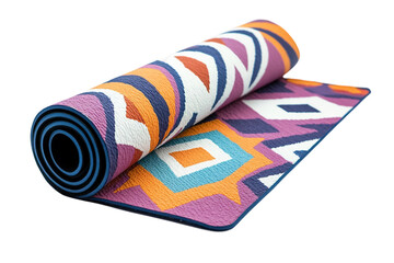 Colorful Yoga Mat with Geometric Pattern isolated on transparent background