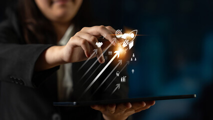 Startup business drives acceleration. business launch empowers growth, launch hits goal, launch...