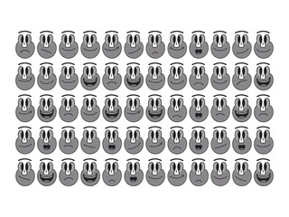 Cartoon face with facial expressions vector art design, silhouette cute emoji faces, comic character reaction, emotions icons, funny eyes character kit for animation, stickers, vintage mascot isolated