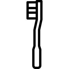 Black Outline Icon Of Toothbrush With White Bristles And Handle On A Transparent Background Clean And Simple Graphic Design For Dental Care And Hygiene Concept