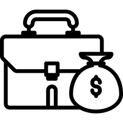 Briefcase and Money Bag Icon Representing Business Management and Finance On A Transparent Background