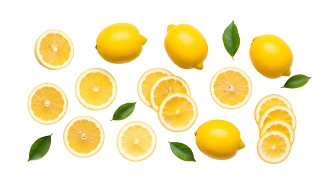Sliced Lemons and Leaves Arrangement, Food Photography, Studio, White Background, Top View, Freshness Concept, data(75)_transparent.png Inspired