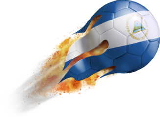 Flying Soccer Ball with Nicaragua Flag