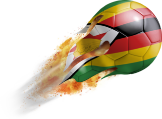 Flying Soccer Ball with Zimbabwe Flag
