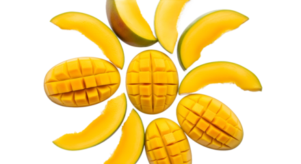 Sliced Mango Arrangement, Food Photography, Studio, Overhead View, Freshness, data(79)_transparent.png