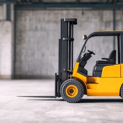 Yellow Forklift Truck in Warehouse, Industrial , Logistics