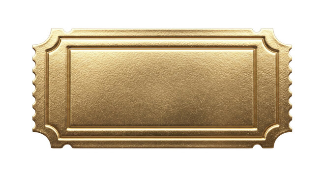 Blank Gold Ticket Label with Embossed Border &ndash; PNG Transparent Background Vintage Voucher Tag Clipart