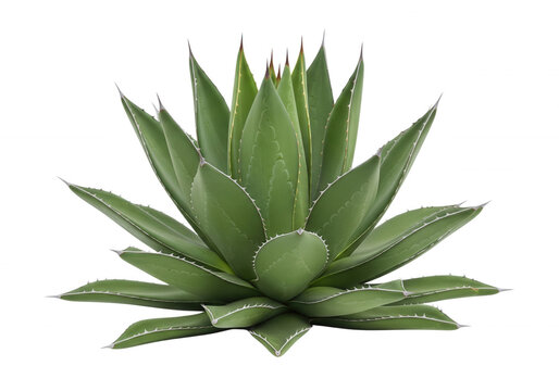 Agave succulent rosette with spiky green leaves &ndash; PNG on transparent background, isolated desert plant clipart