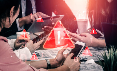 Concept of a critical security warning and system error. This alert signifies a significant...